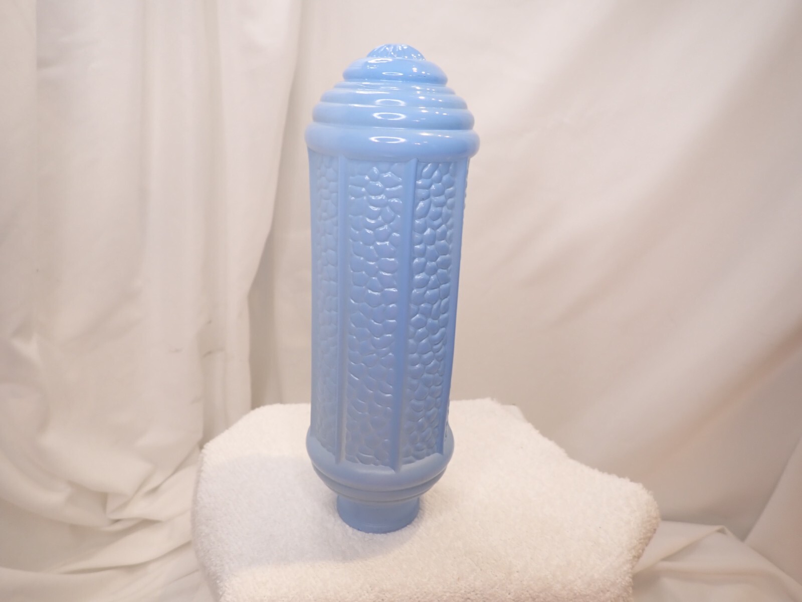 Vintage Lamp Shade Light Blue Round Glass Lamp Shade ~ Raised design