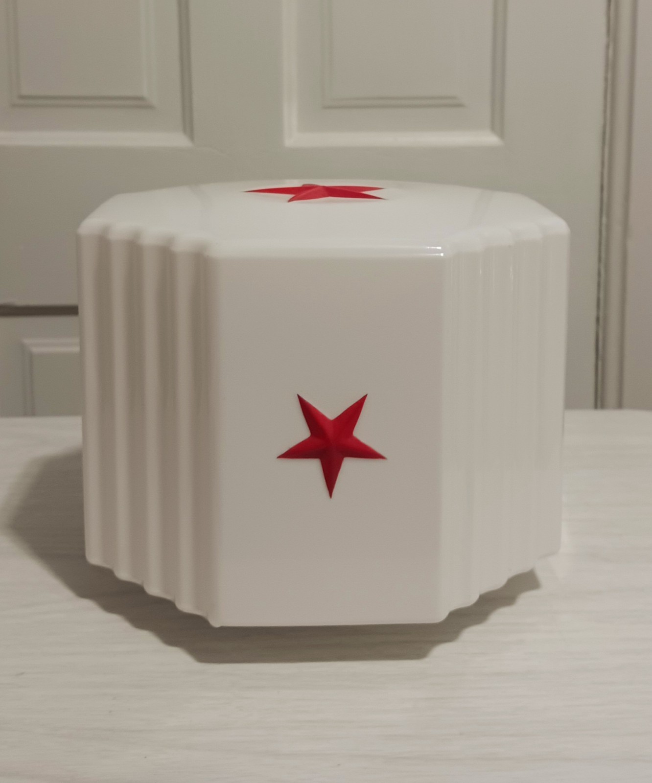Vintage Milk Glass Art Deco Red Star Texaco Pendant Light Fixture Globe