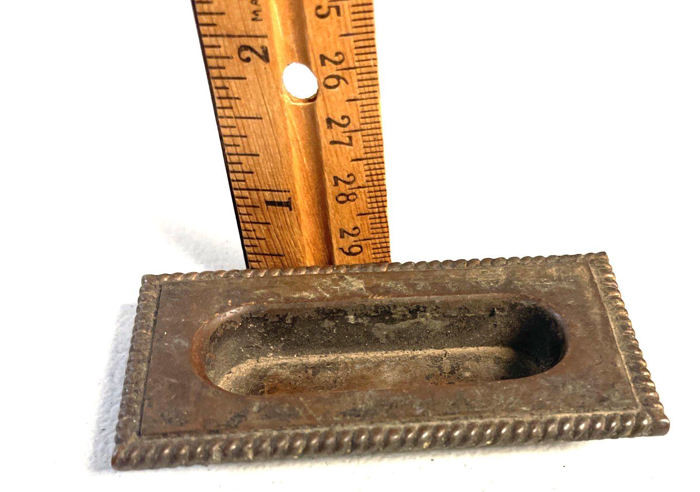 Vintage Rectangular Pressed Brass Window Sash Lift