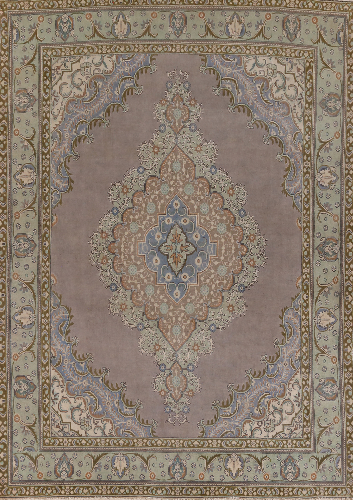 Over-Dyed Gray Wool Hand-knotted Traditional Living Room Rug Area Carpet 10×13