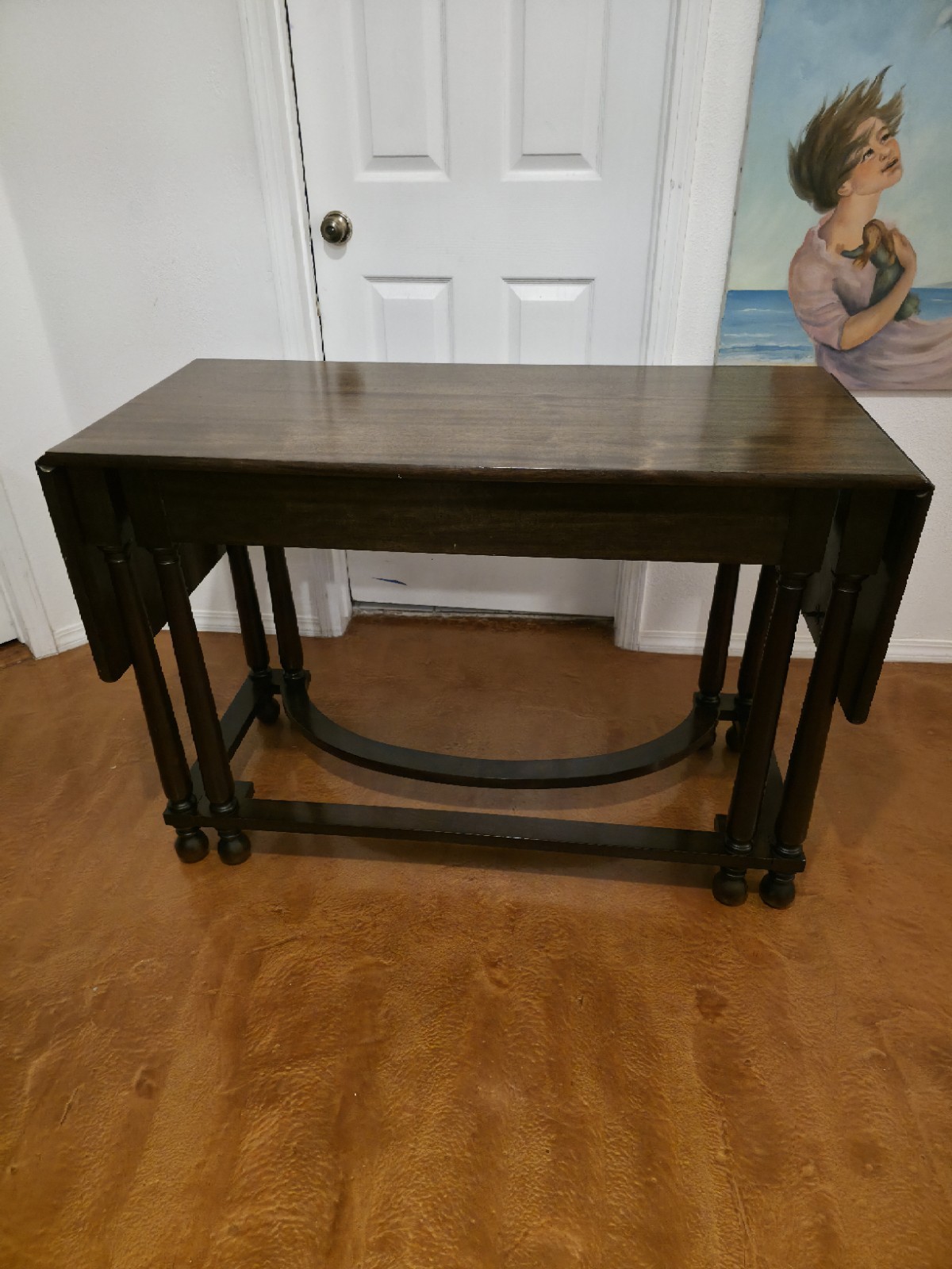 Antique Solid Walnut Dropleaf Gateleg Sofa Table Dark Brown