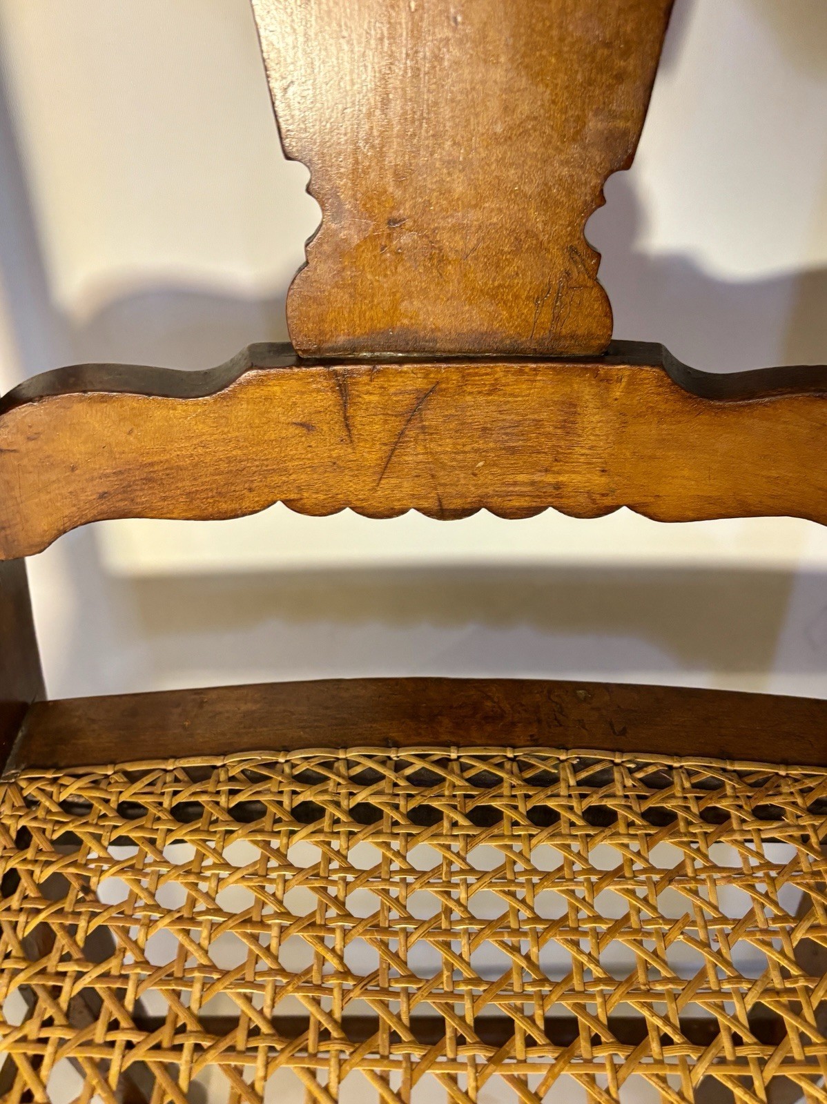Early American Federal Period Bird’s Eye Tiger Maple Side Chair Cane Seat