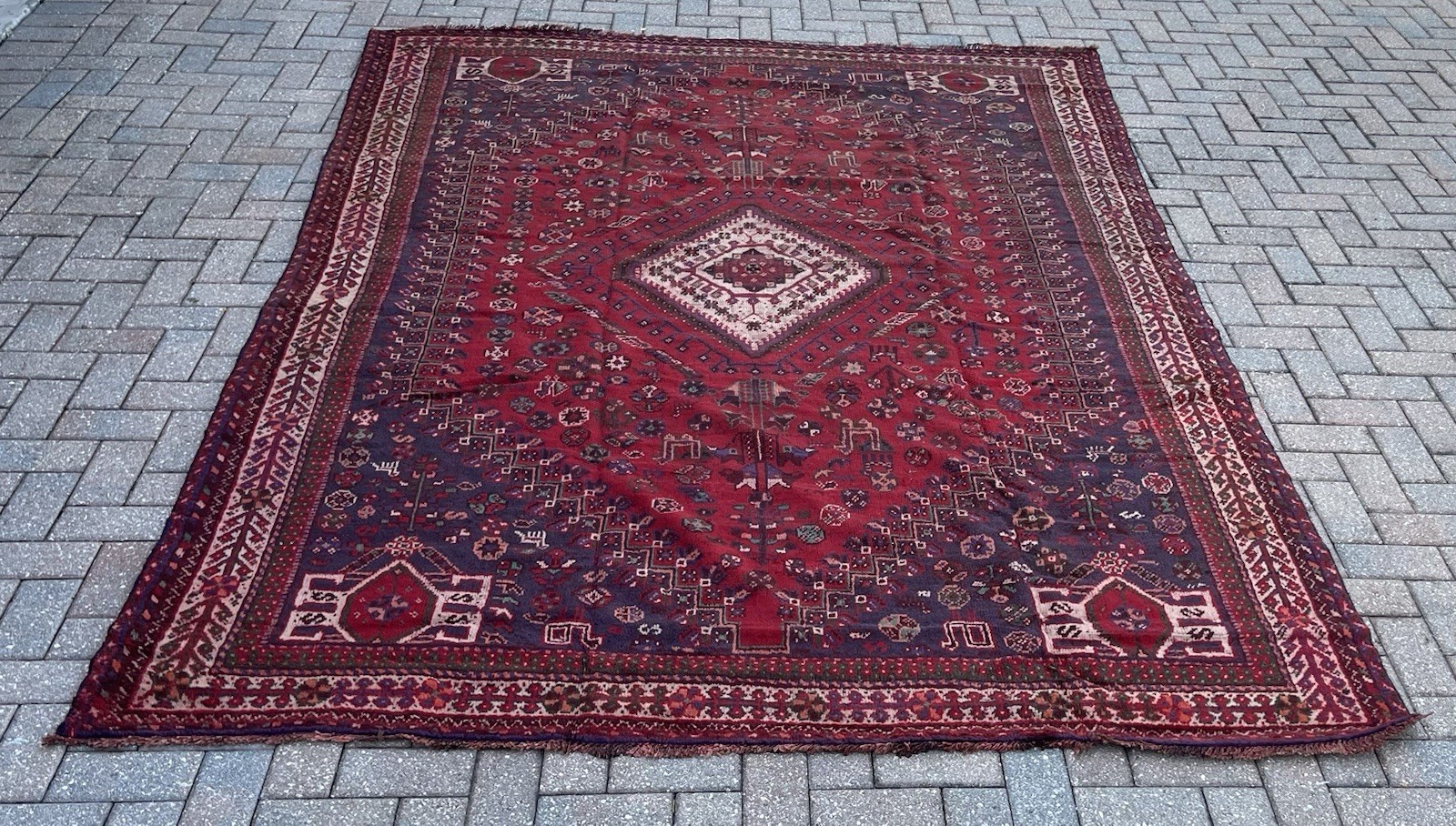 Vintage Oriental Area Rug 6′.9″ x 9′.9″ Hand Knotted 100% Wool Carpet