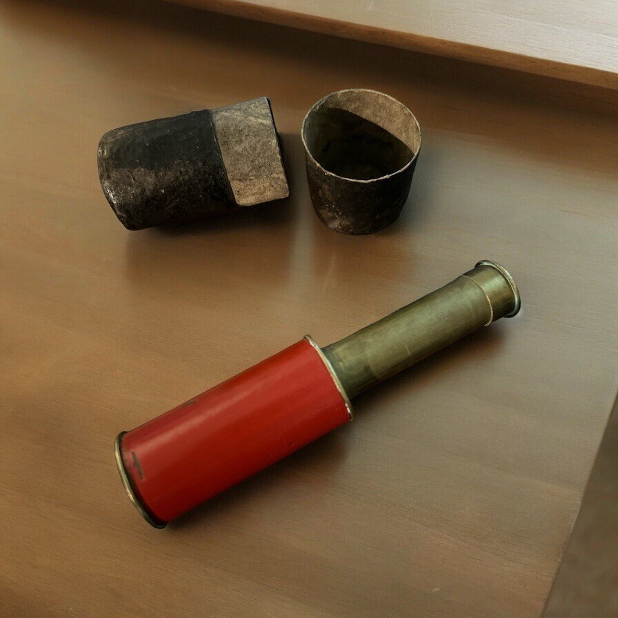 1900 Double Draw Personal Pocket Monocular Telescope With Case – Brass/Wood