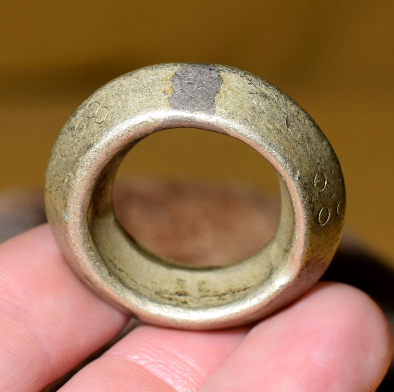 Antique Ethiopian Brass Metal Ring Tribal Repair Ethiopia Africa, Ring Size 8