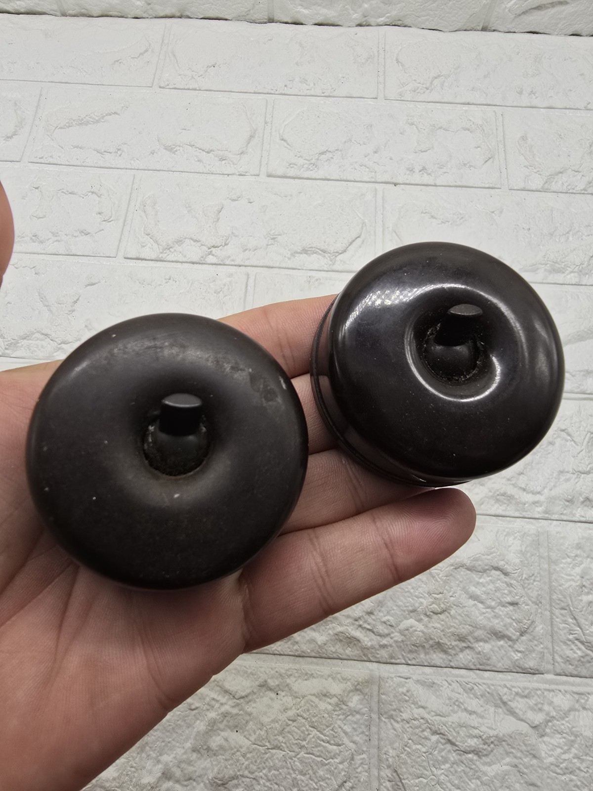2 Bakelite Round Dolly Light Switches Brown Bakelite Gec Mutac 1 Way 5 Amp C1940
