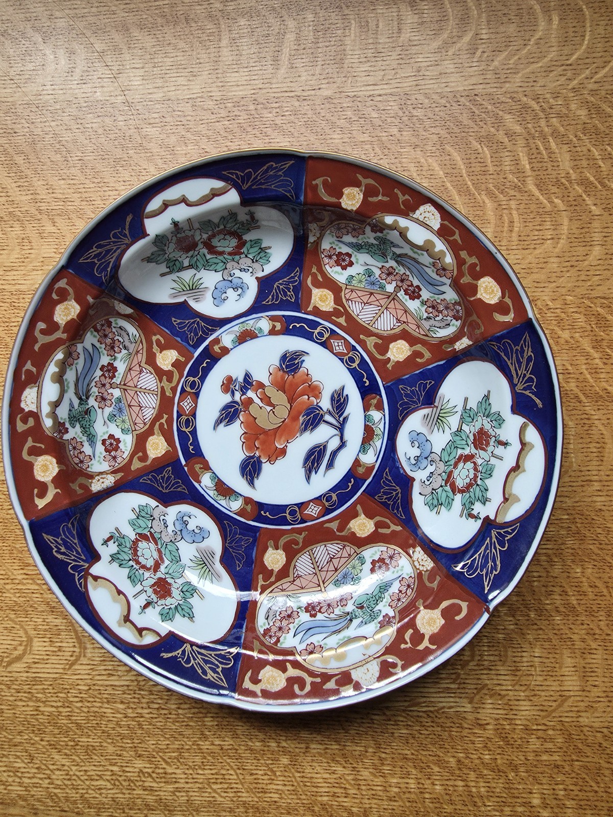 Vintage Japanese Red/Blue/Gold/Turquoise IMARI 9” Hand Painted Porcelain Bowl