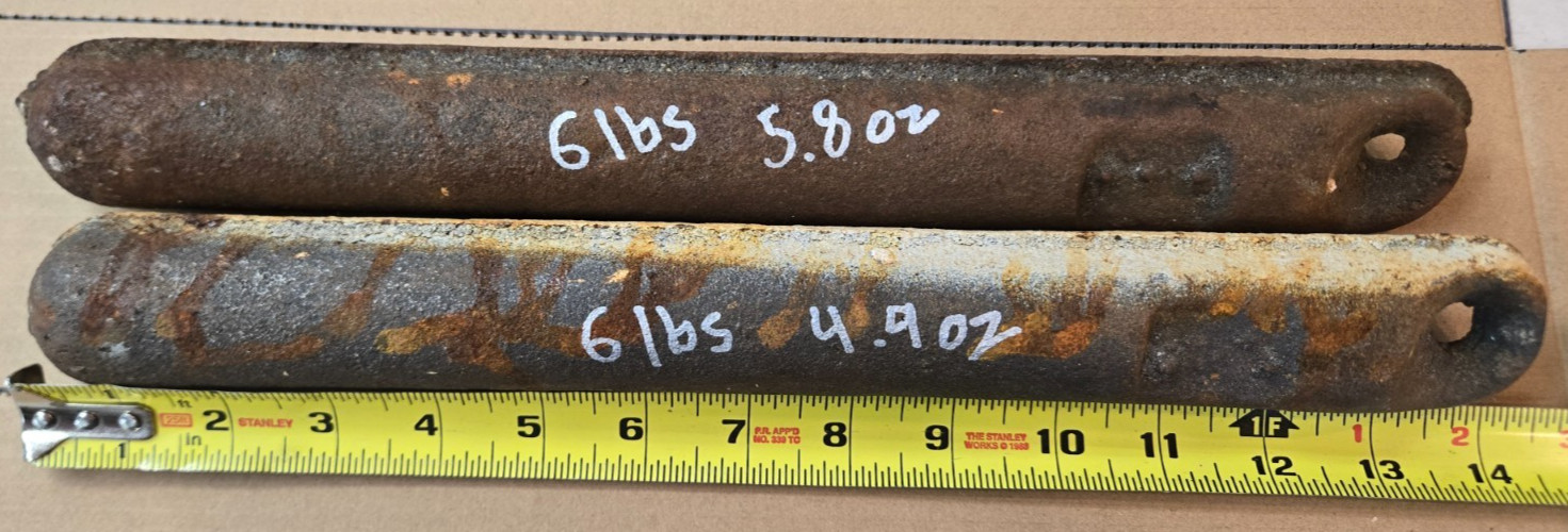 Lot of 2 Antique Old Cast Iron Window Sash Weights 6 lbs