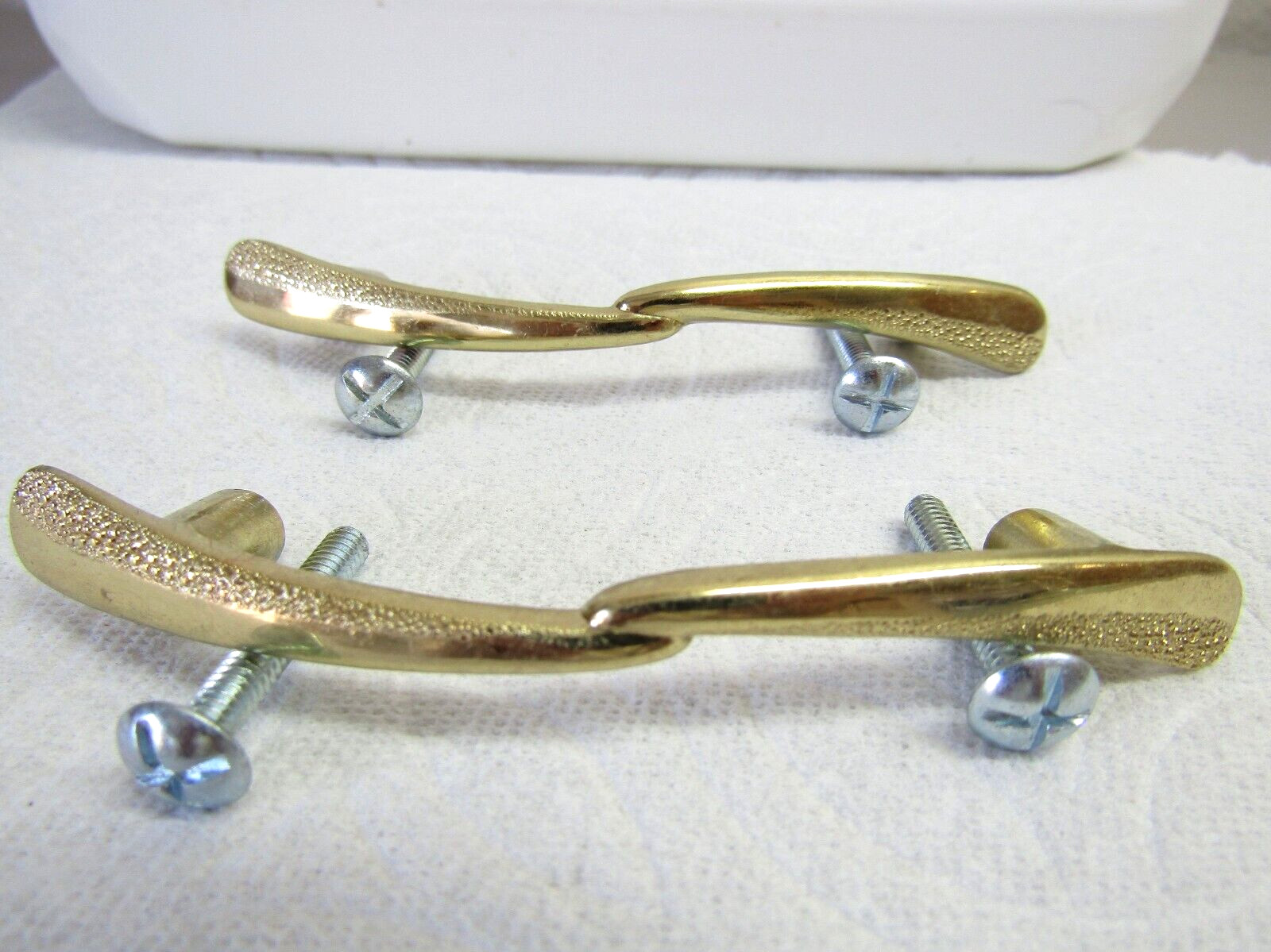 Two Vintage Nos Brass Drawer Pulls Cabinet Door & Furniture Handles