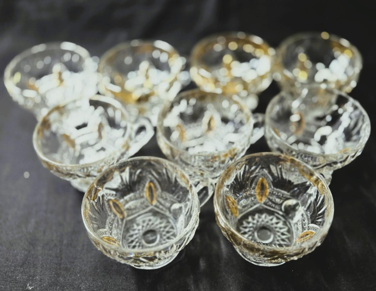 Heisey Prince of Wales Gold Flash Punch Cups EAPG Glass 7 available all signed