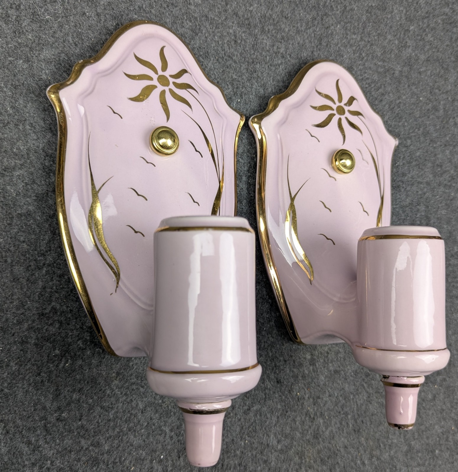 Pair Restored PORCELIER? Porcelain Sconces, Art Deco & MCM, Rewired, w/Hardware