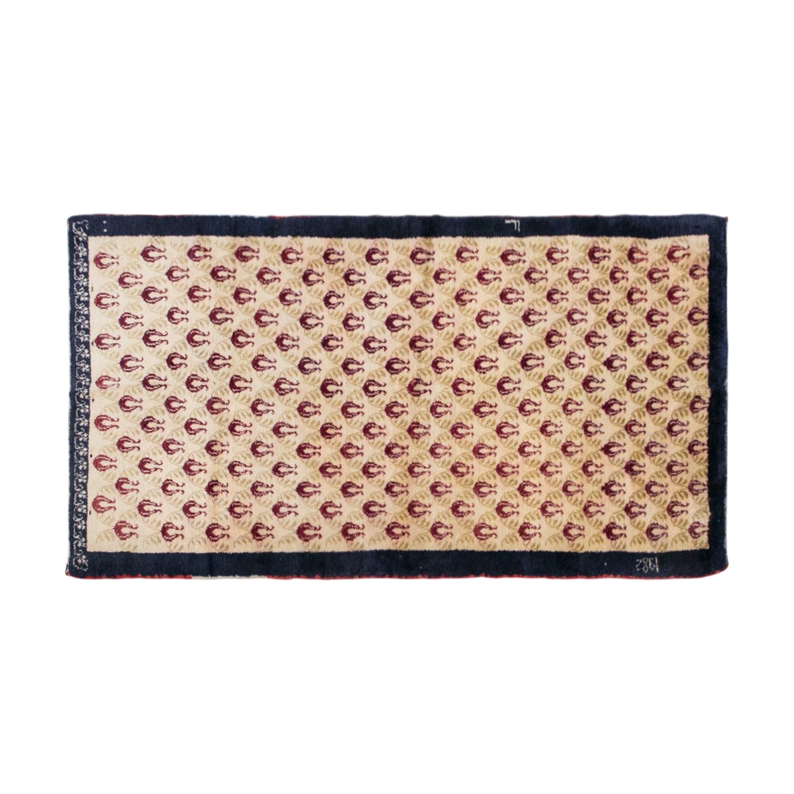 Vintage Tulu Rug 125×260 cm | Turkish Konya Tribal Wool Rug | Red Cream Indigo