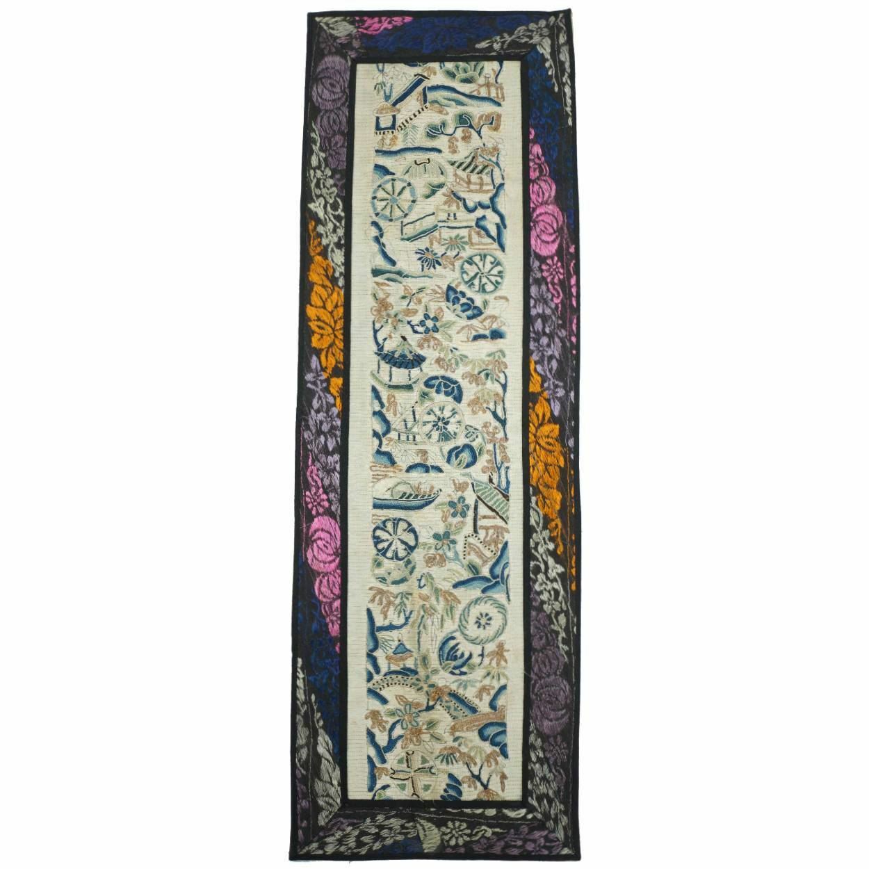 Antique Silk Embroidered Sleeve Band Embroidery 7”x 21”