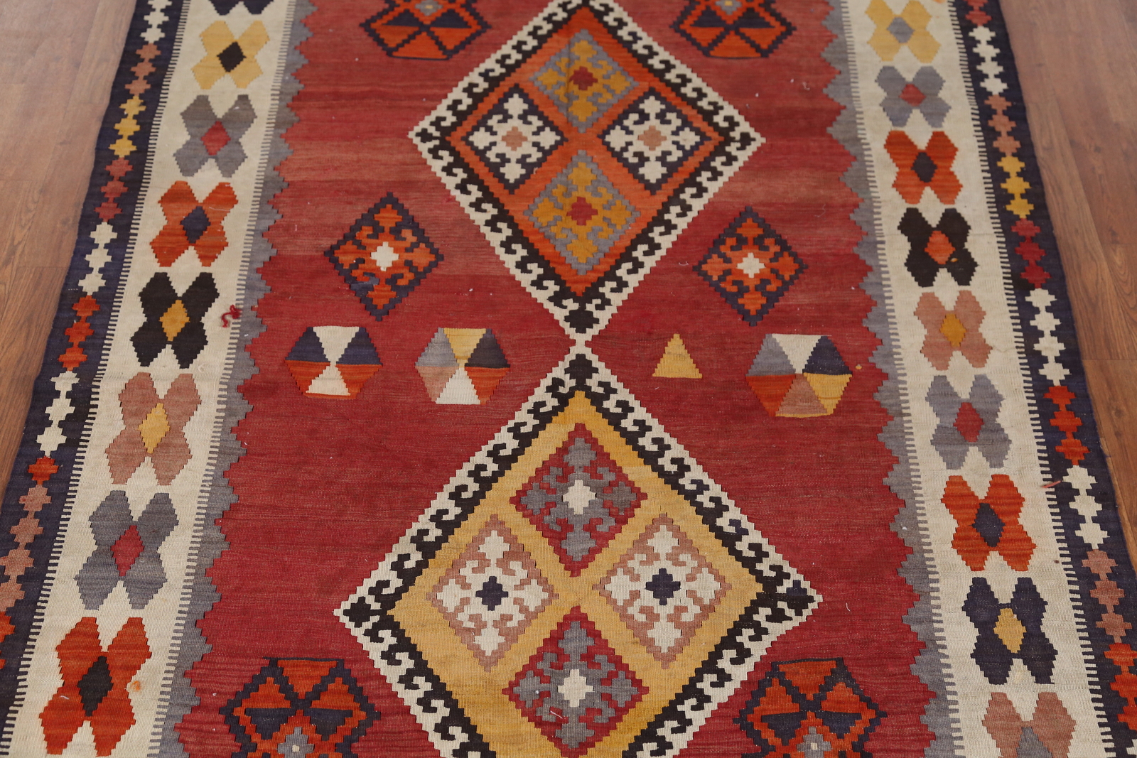 Nomad Vegetable Dye Kilim Flat-weave Semi-Antique Rug Wool Reversible Carpet 5×8