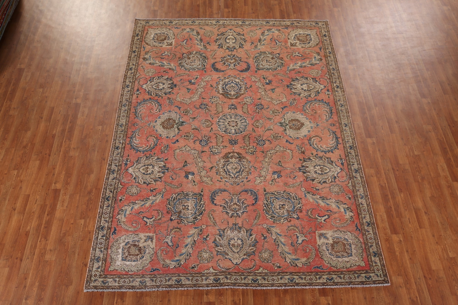 All-Over Pattern Distressed Floral Traditional Rug 8×11 ft Hand-knotted Wool