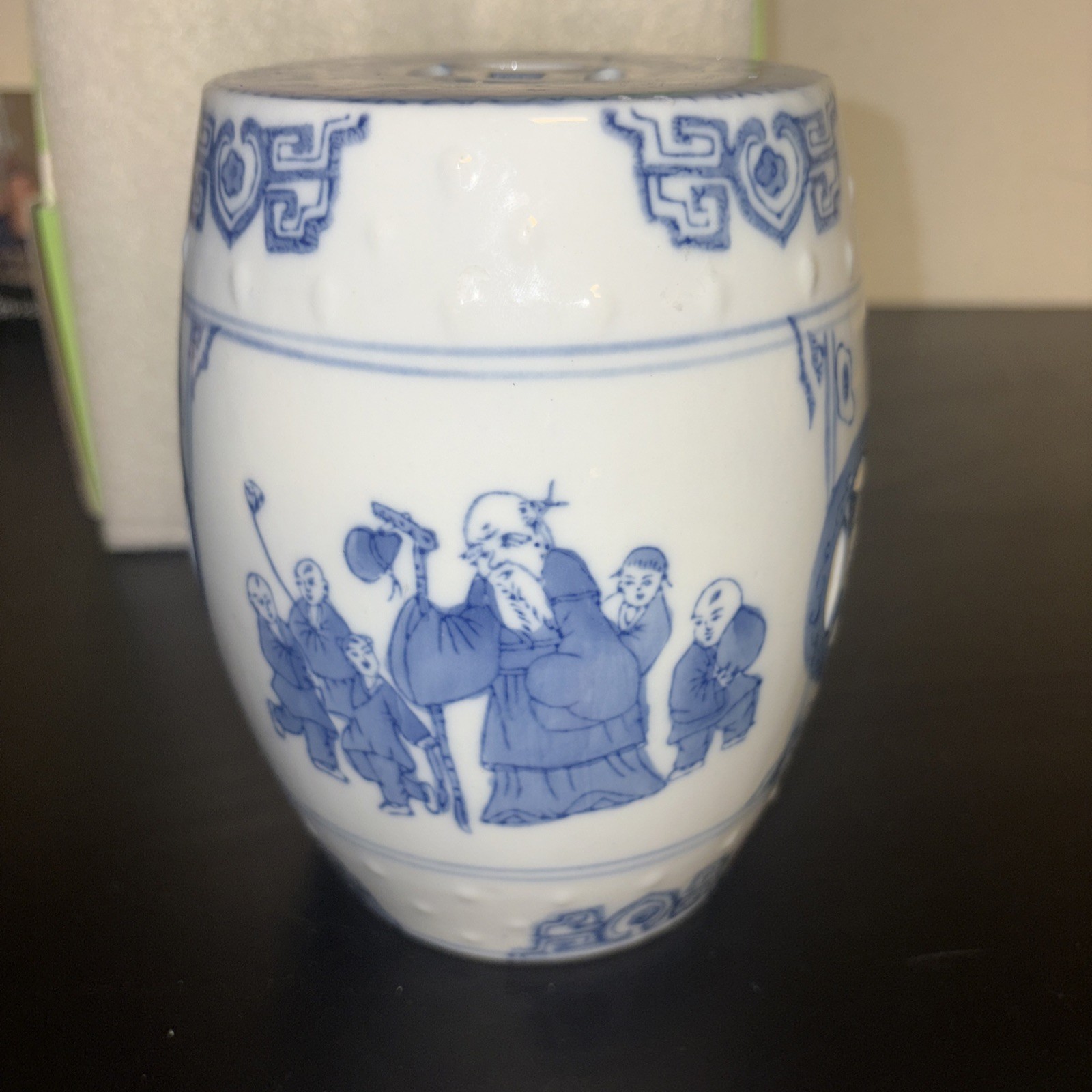 Antique Chinese Small Garden Seat Pierced China Original 6” Tall