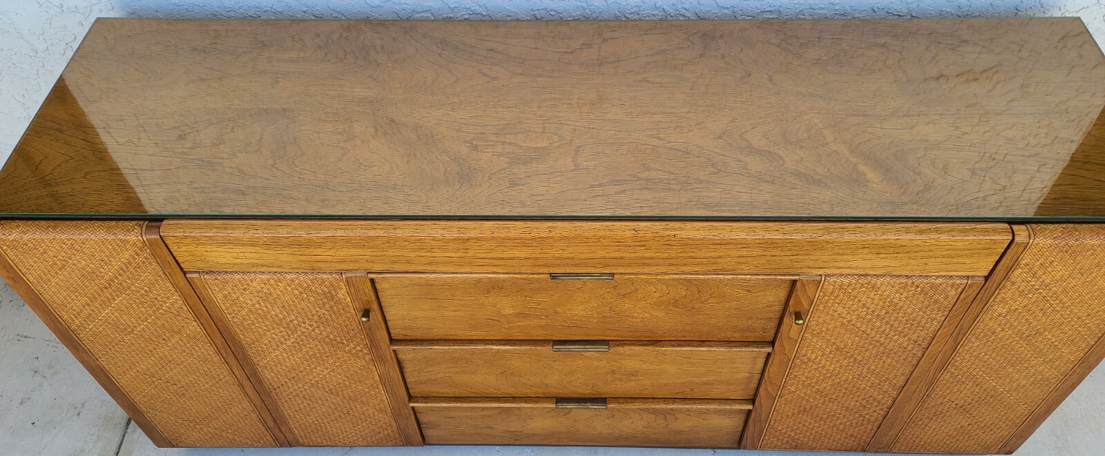 Vintage MCM Dresser Credenza Glass Top by FOUNDERS