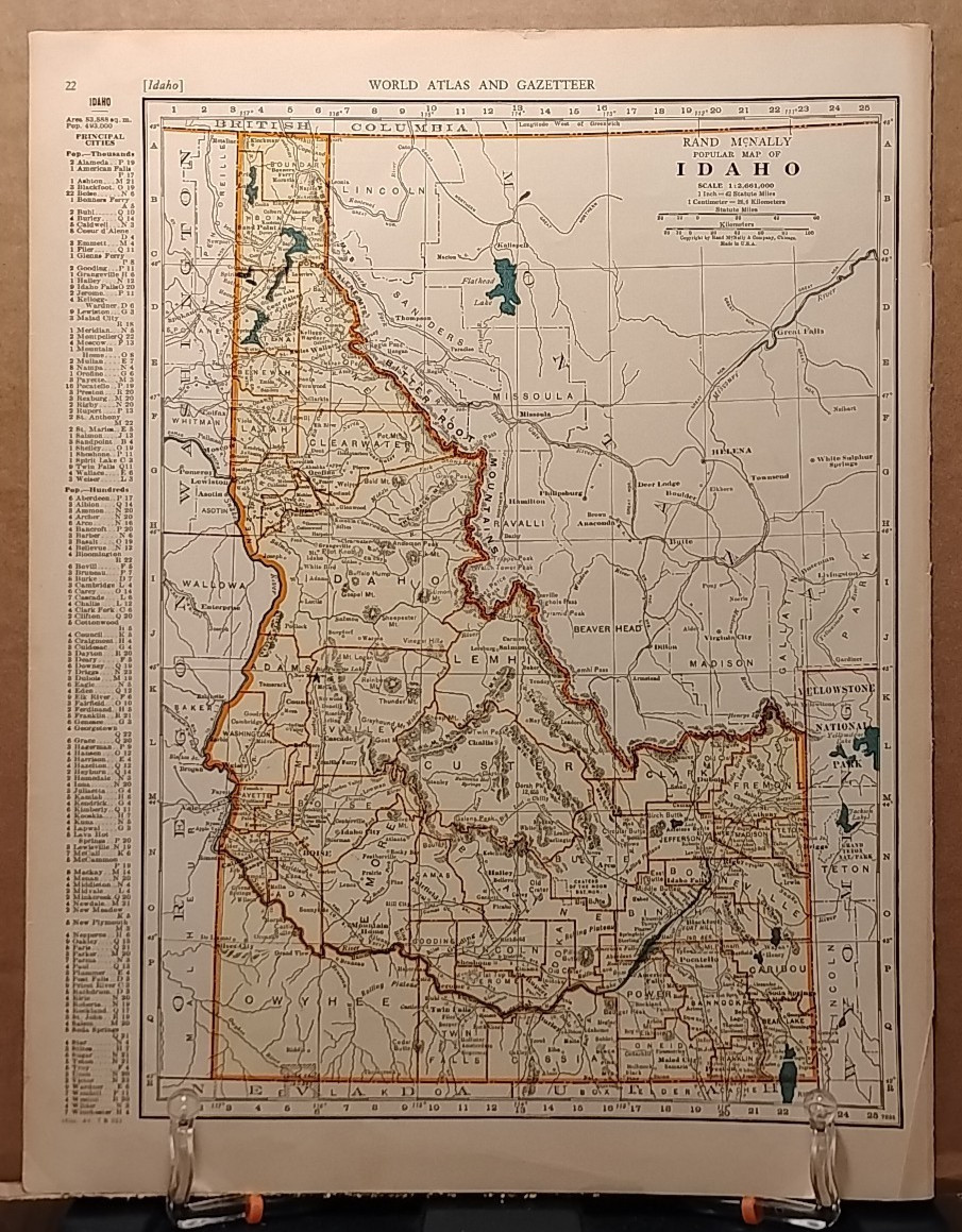1940 Vintage IDAHO Map Antique Old from Collier’s World Atlas & Gazetteer