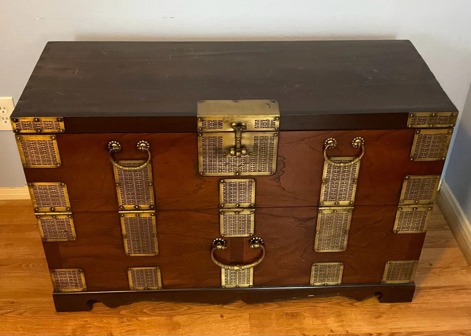 Asian Wood and Brass Cabinet/Chest