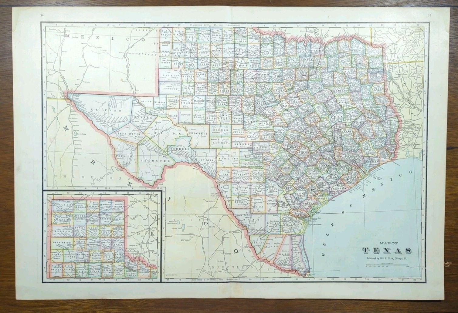 Vintage 1911 TEXAS Map 22″x15″ Old Antique Original AUSTIN DALLAS FORT WORTH TX