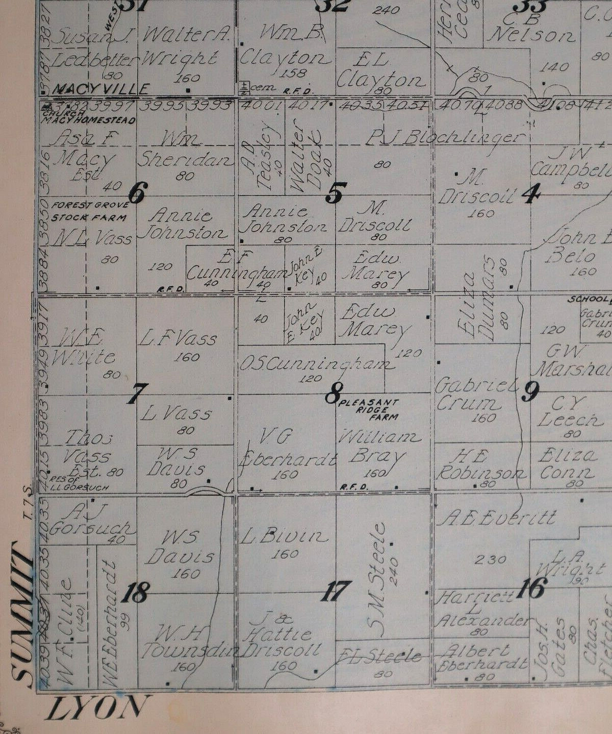 (Lg15x17) ~ 1917 Plat Map ~ ARION Township, CLOUD County, KANSAS ~ Free S&H