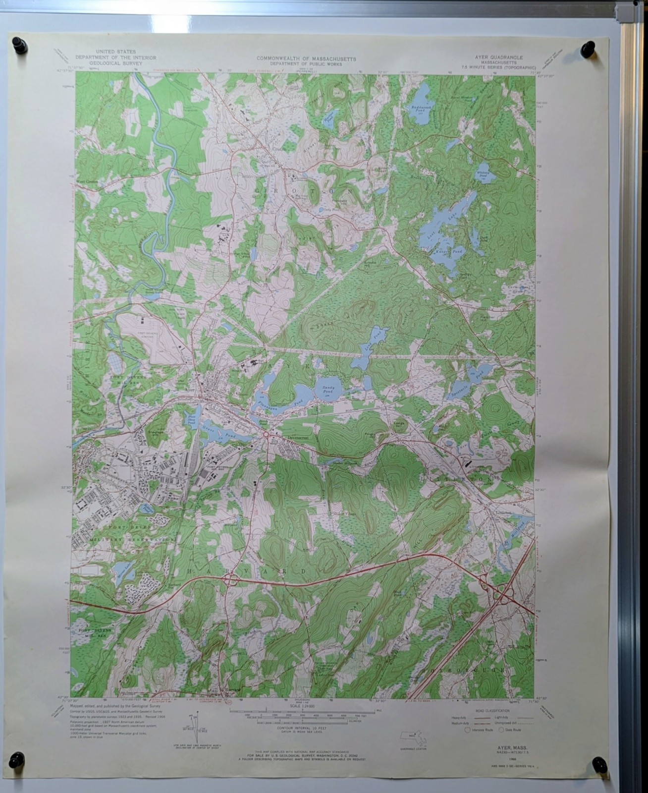Vintage Ayer, Massachusetts 1950 US Geological Survey Topographic Map –
