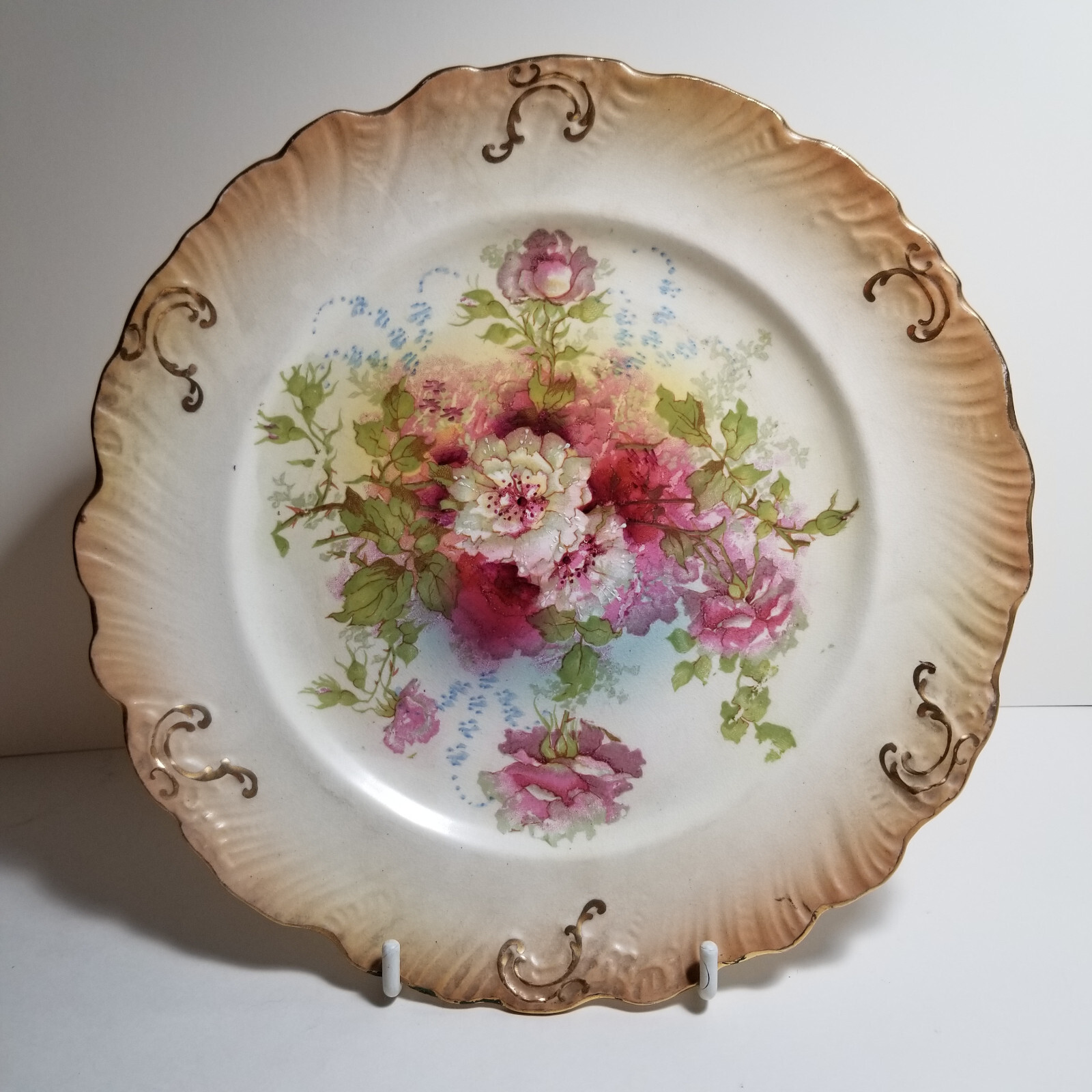 Crown Devon Handpainted FLORAL c.1890 PLATE Royal Devon Blush S F & Co x 543