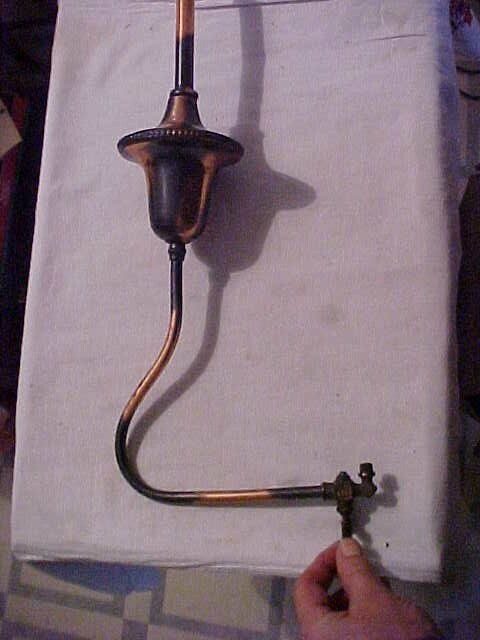 New Old Stock Industrial Japanned Copper Oxide Brass J Arm GAS Light Fixture