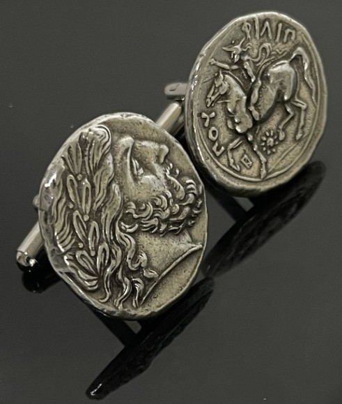 Zeus, Famous Famous Greek Coin Replica CUFF LINKS, Great Stocking Stuffer