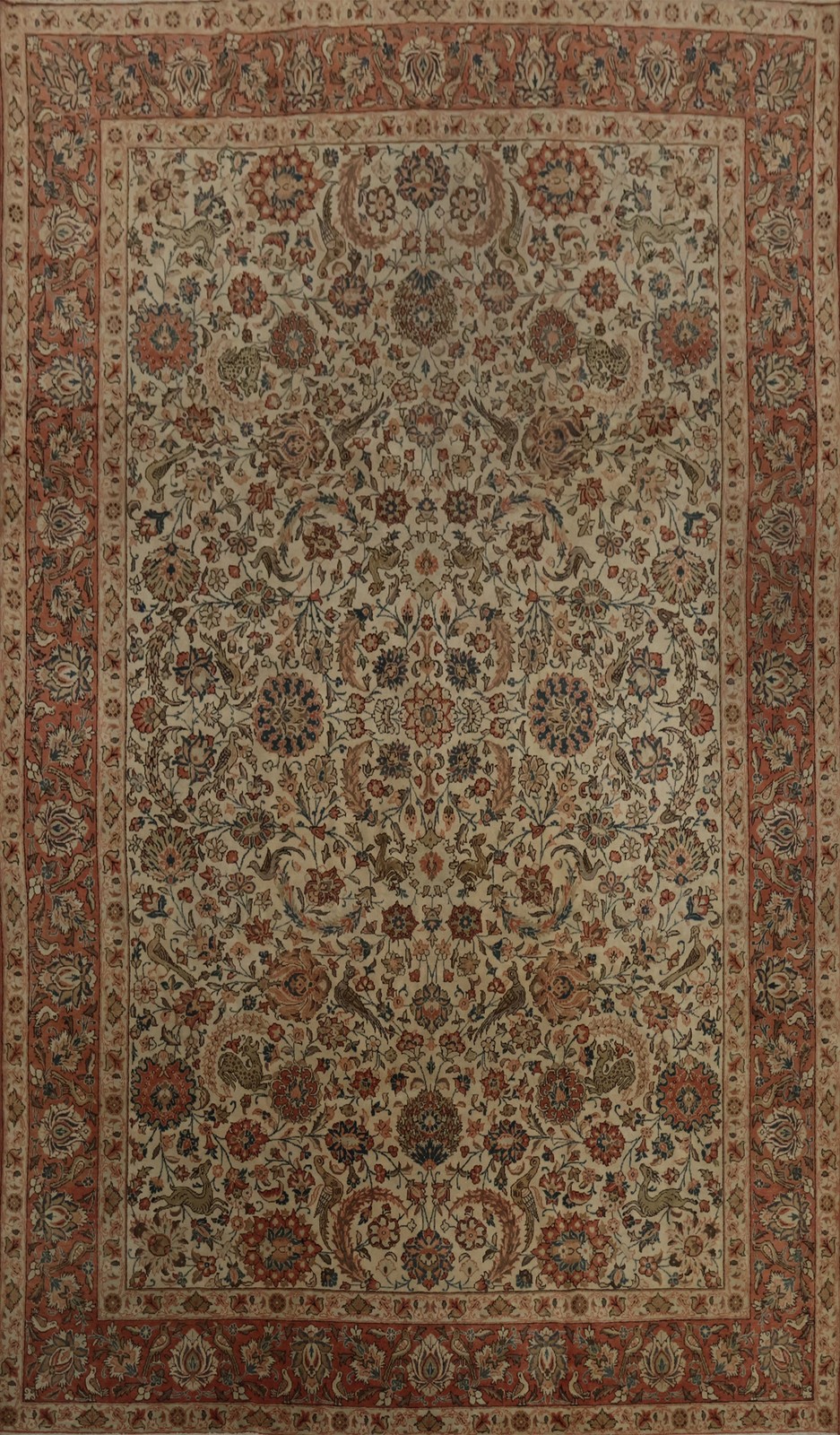 Vegetable Dye Area Rug 7×11 Traditional Hand-knotted Wool Floral Motif Vintage