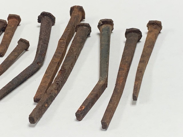 10 Vintage Blacksmith Cut Square Barn Farmhouse Antique Nails