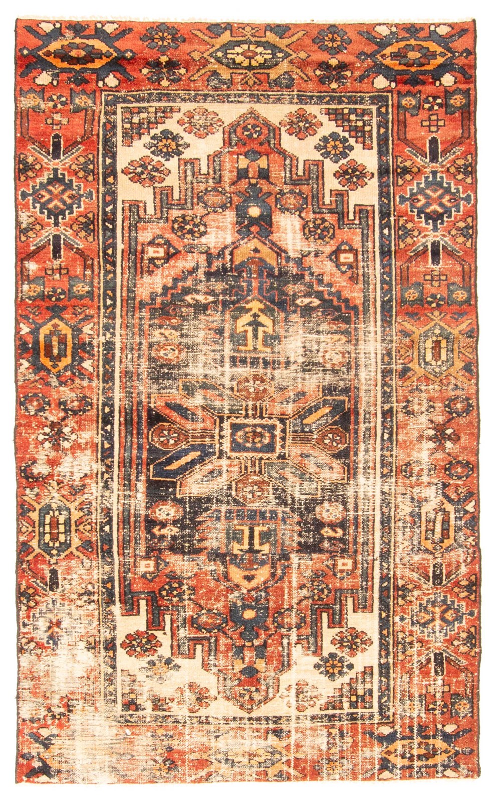 Vintage Hand-Knotted Area Rug 3’7″ x 5’11” Traditional Wool Carpet