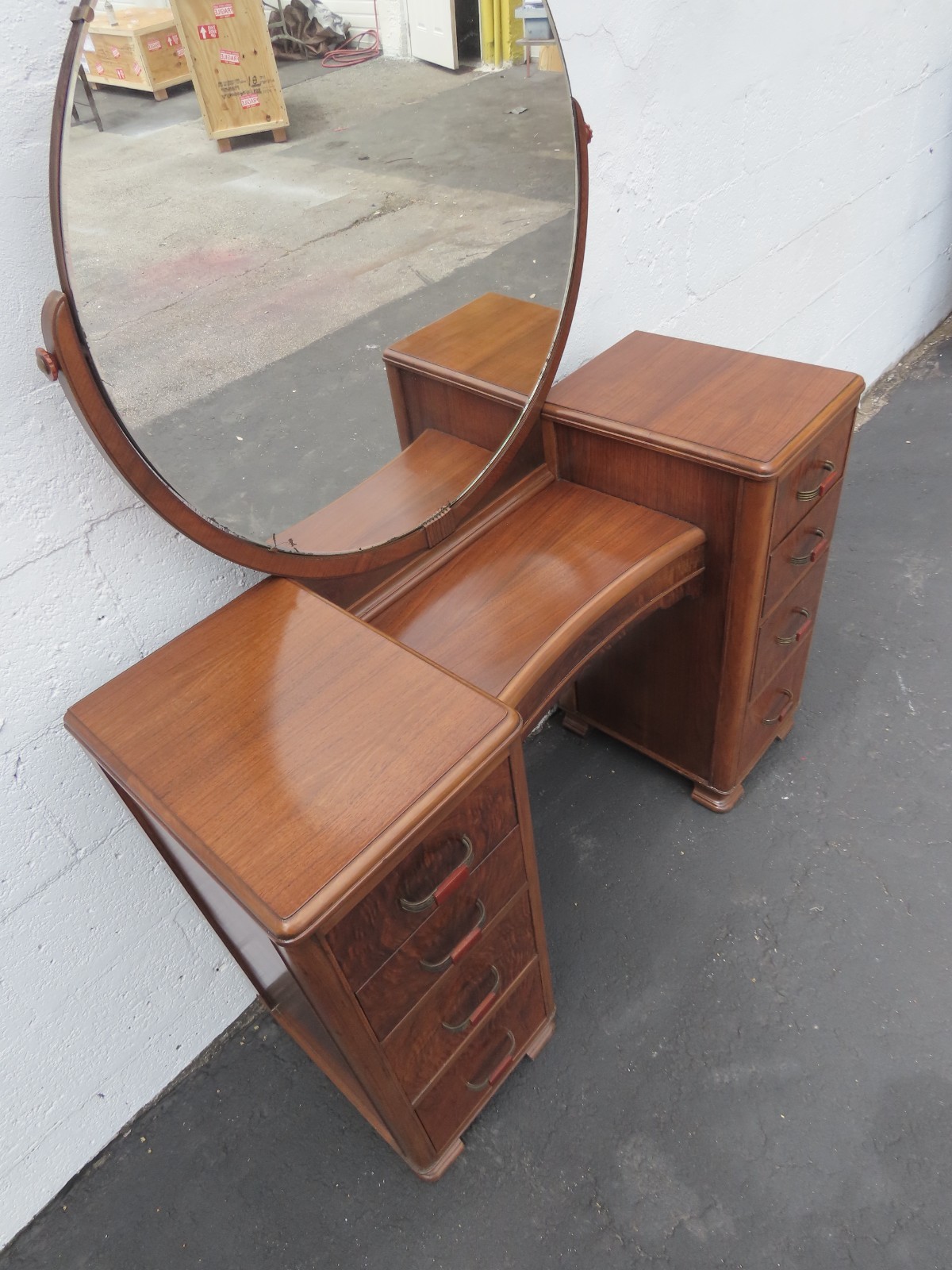 1920s Art Deco Vanity Makeup Table with Bakelite Handles 6580