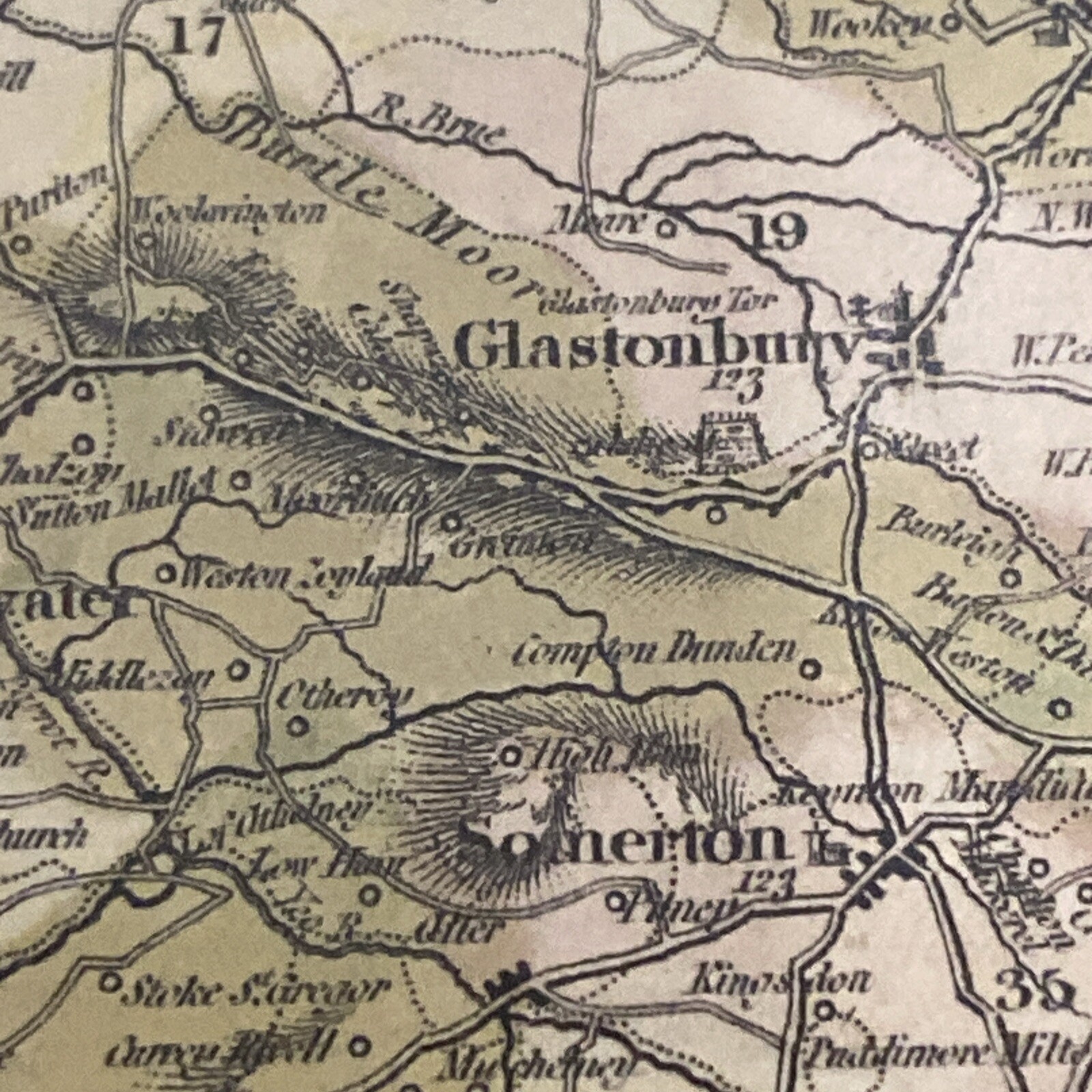 Original 1912 Somersetshire Map Engraved J Wallis Pub London 24x31cm