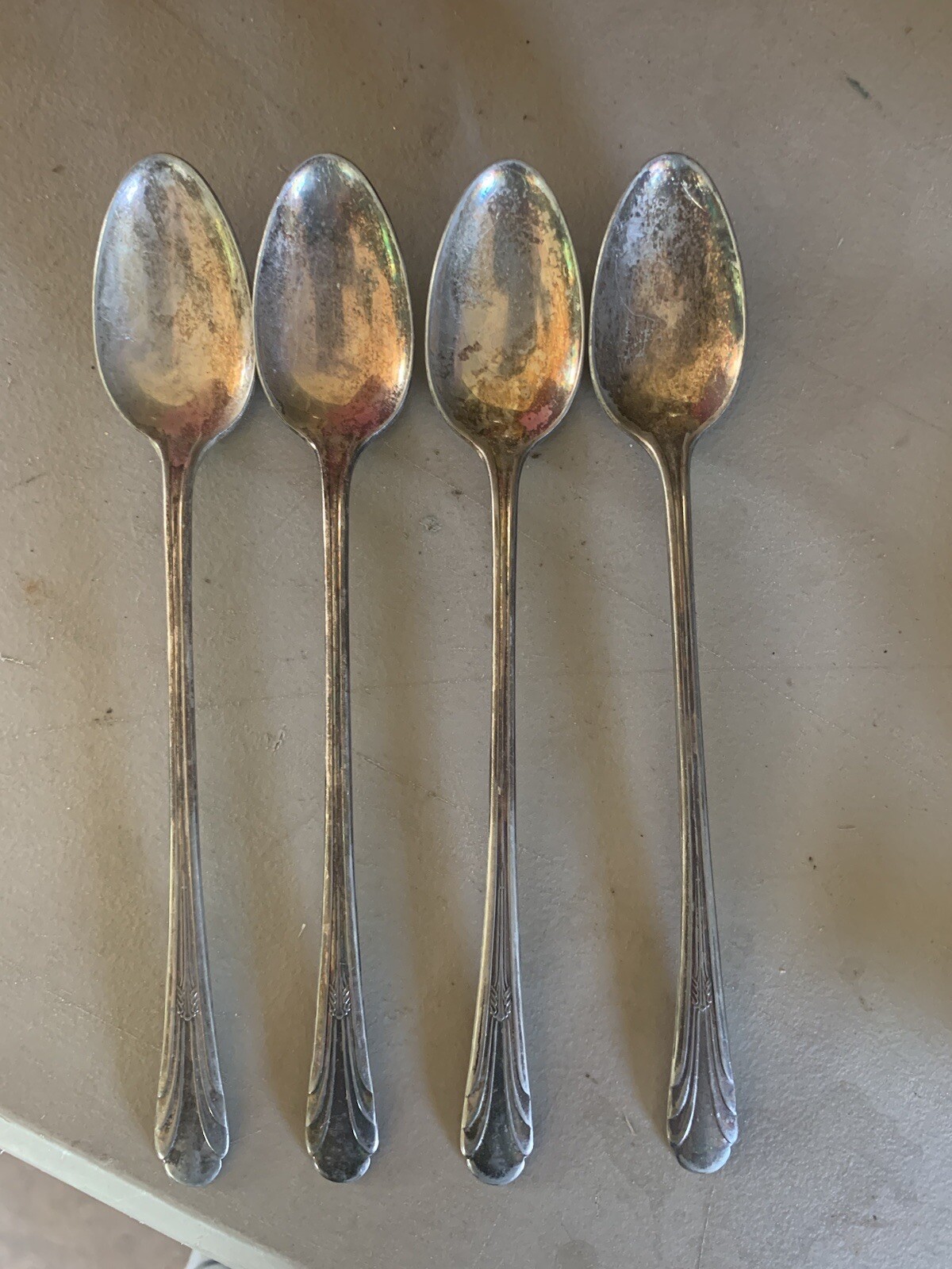 Vintage MONROE Silver Co. set of 5 DIANA Pattern Ice Tea Spoons c.1929