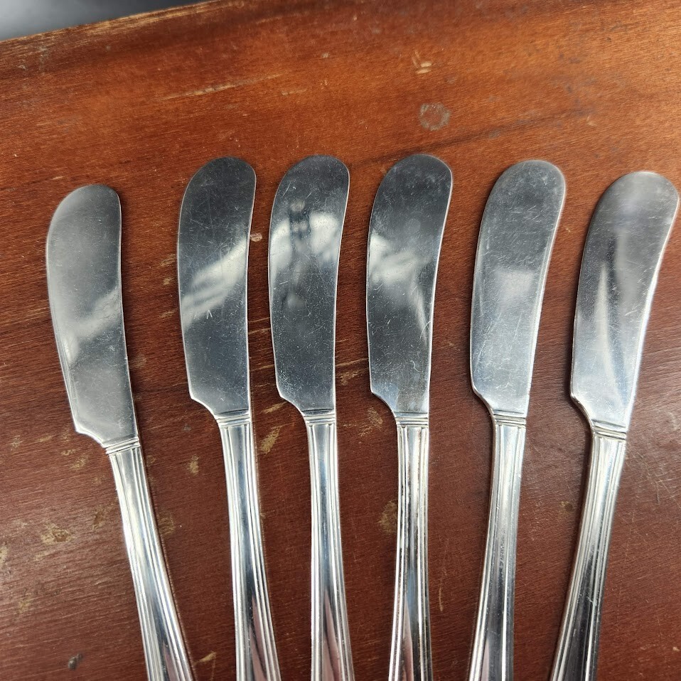 6 Oneida Longchamps Chaumont Butter Spreader Knife Silverplate 1935 flatware