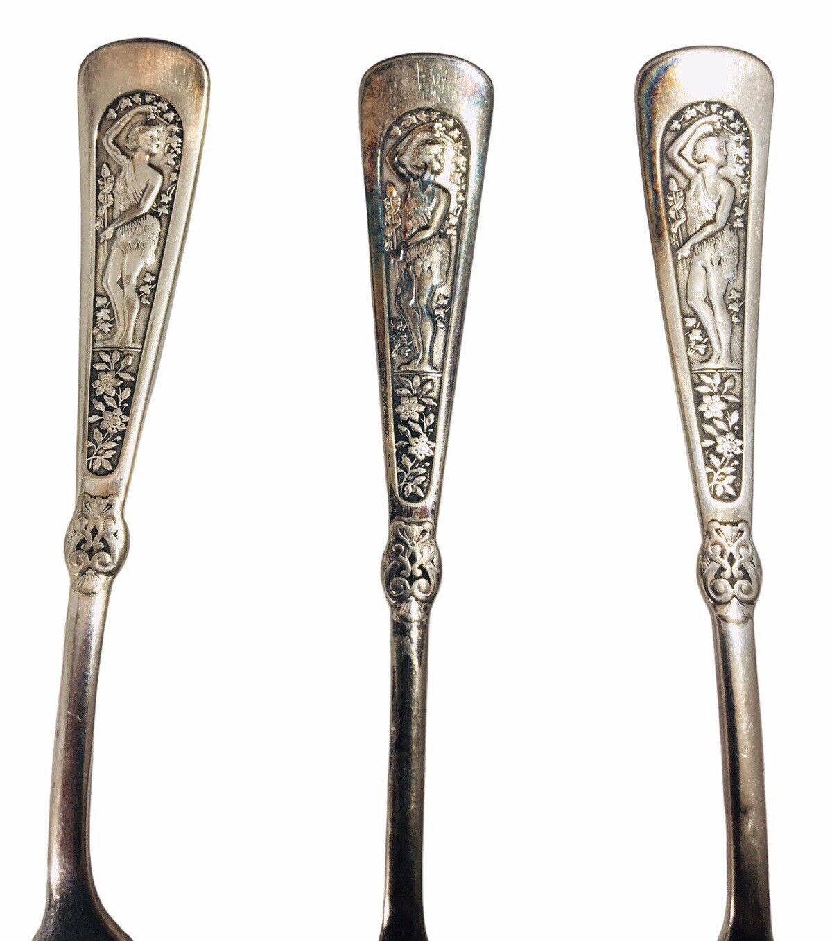 Antique 1847 ROGERS BROS Woman Arcadian Silver Plate Dinner Fork Lot of (3)