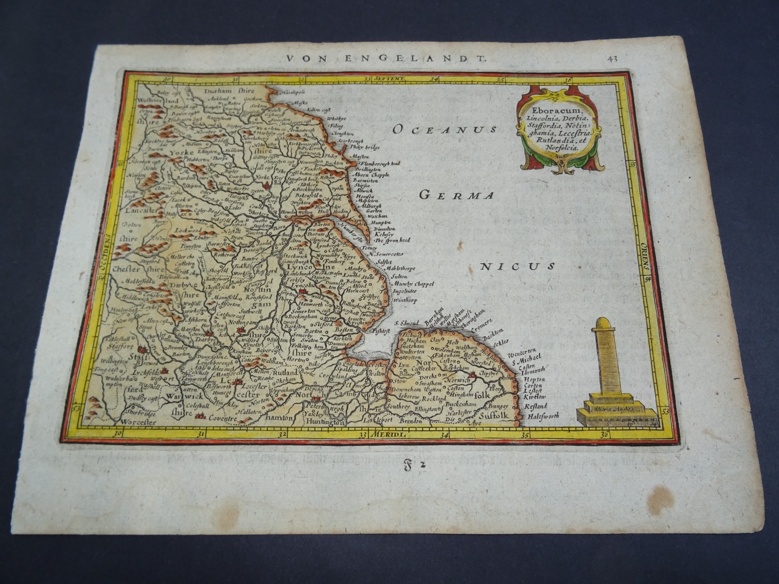 Antique Map of North East England by Gerard Mercator 1610