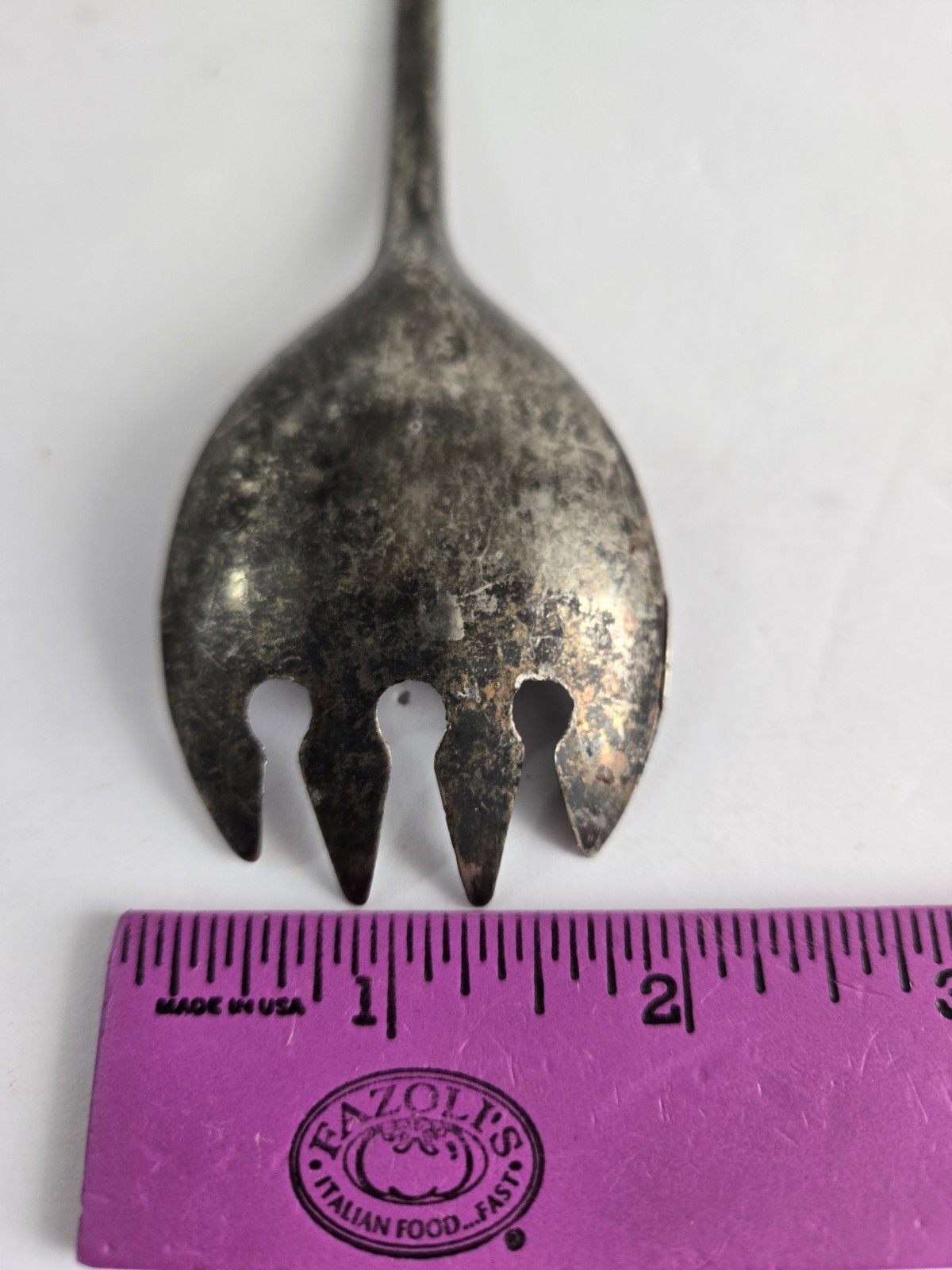 Vintage Salad Serving Spork Fork Silver Plated 9 1/4″ Long Made in ITALY Tarnish