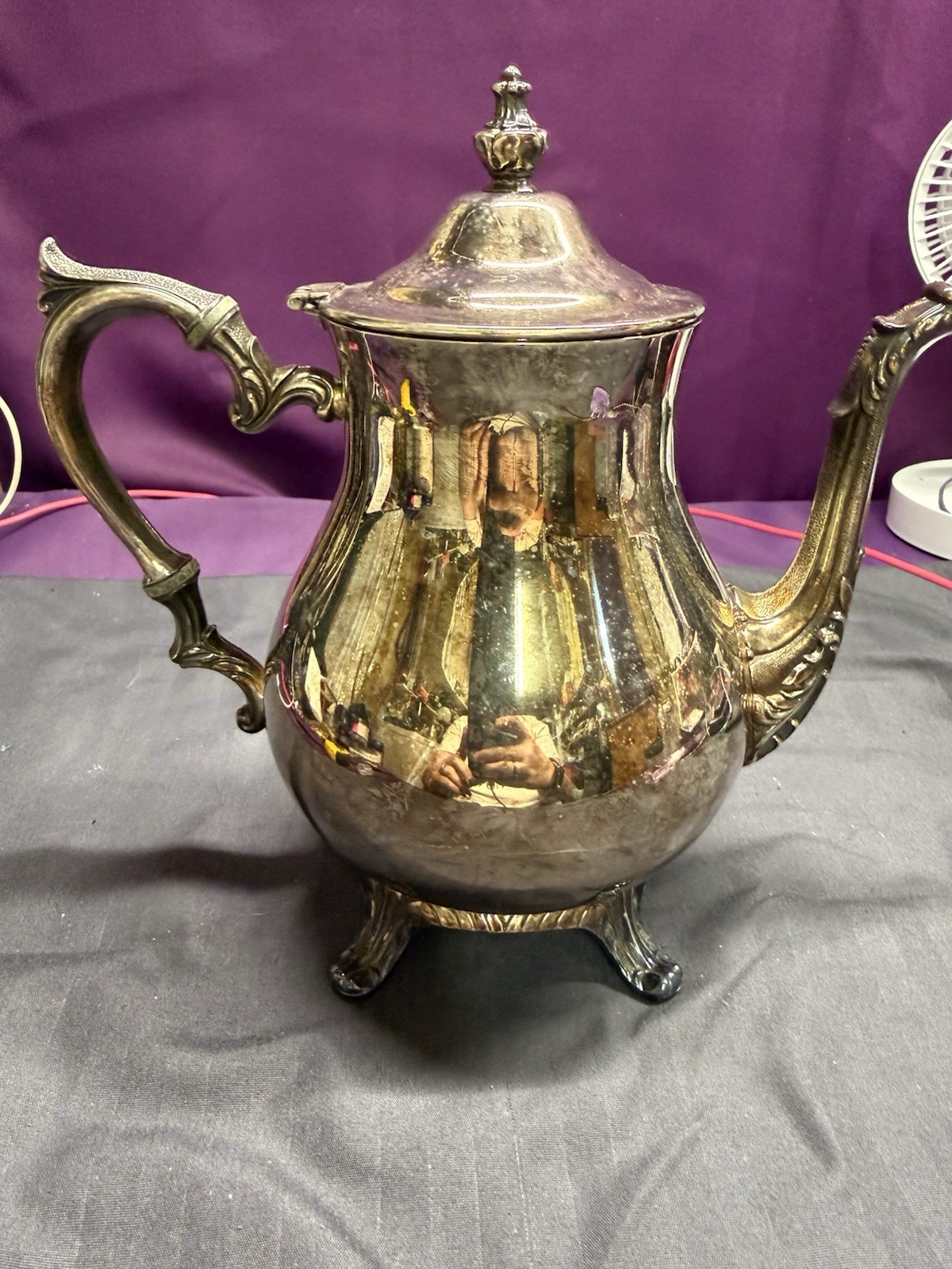 LS Co. Vintage Tea / Coffee Pot Silverplated 9.5″ Tall x 9.75″ From Spout-Handle