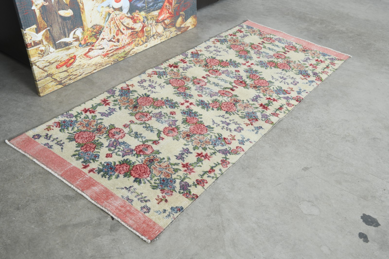 small turkish runner 2×6 ft, hand-knotted vintage runner rug, oushak rug,311