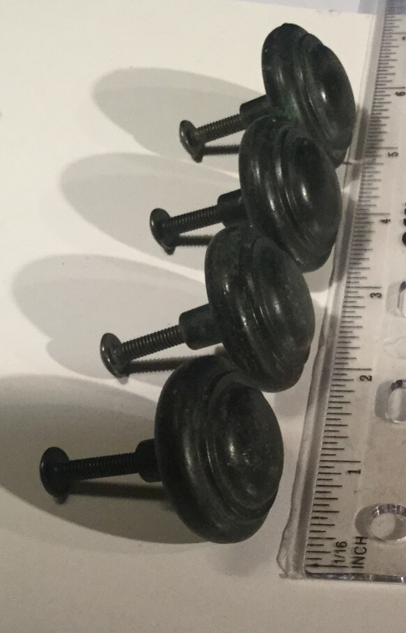 Lot 4 Black Single Screw Mount Knobs Draw Pulls Handles 1.25” Diameter