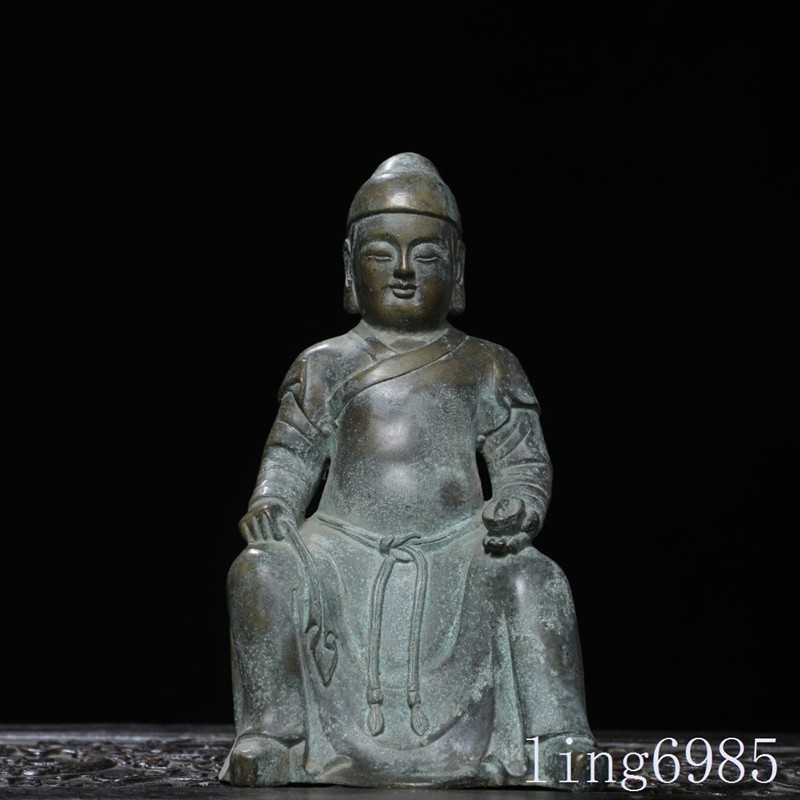 8.4″Old China Dynasty Bronze Auspicious Wealth God Fengshui Character Statue
