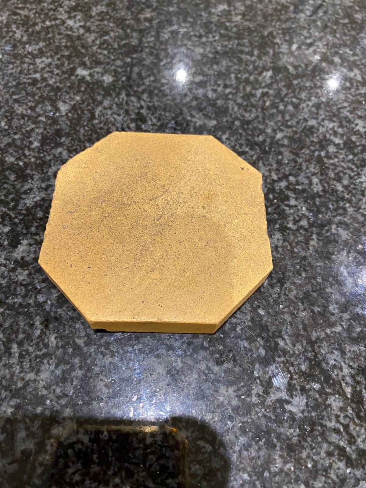 Original reclaimed geometric encaustic hall floor tile yellow octagon