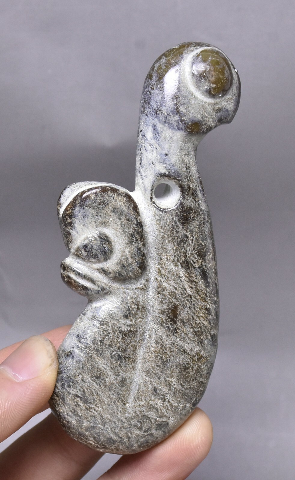 10CM China Hongshan Culture Hetian Jade Pig Dragon Hook Bird Amulet Pendant