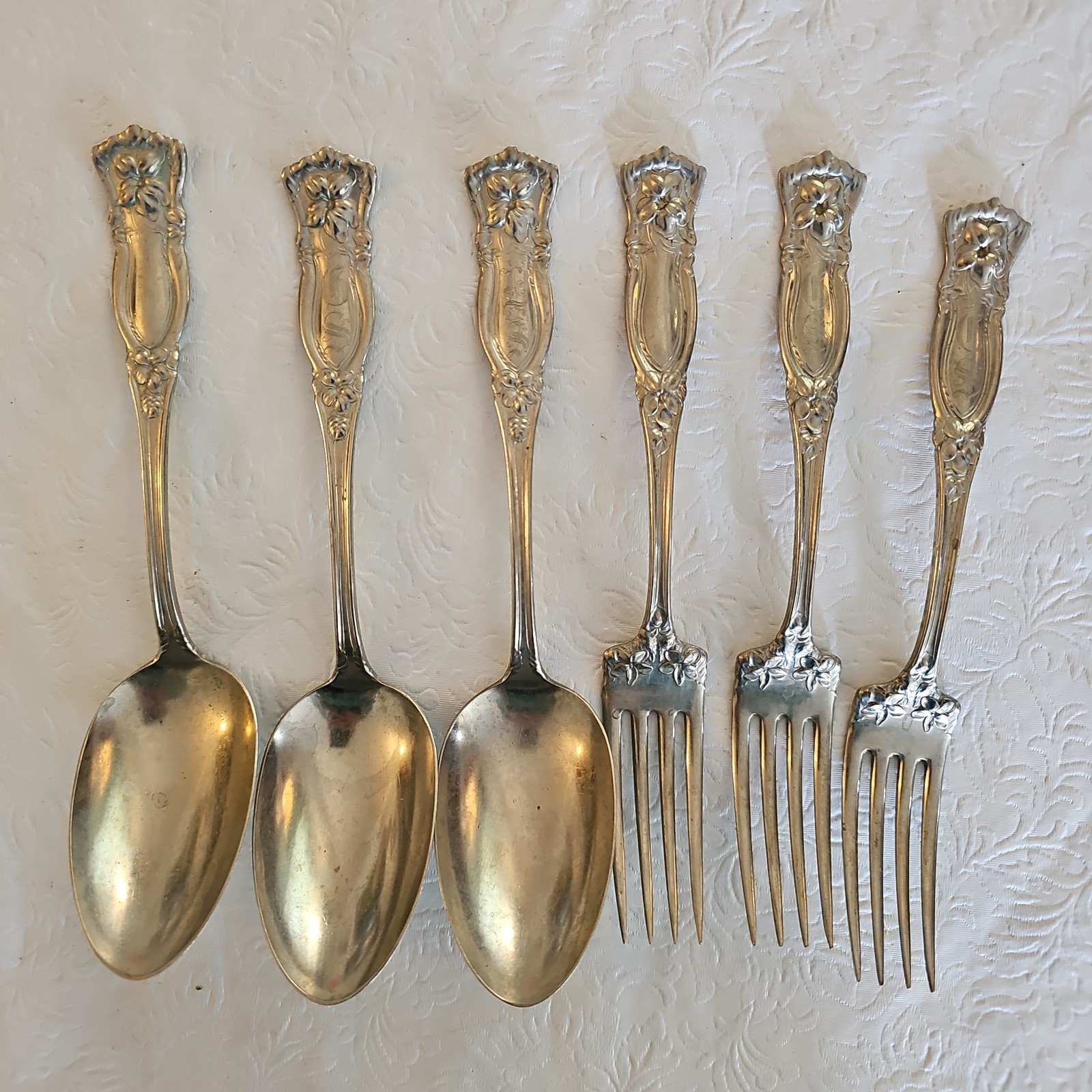 Lot 6 Wiliam A Rogers Orange Blossom German Silver R Large Spoons Forks