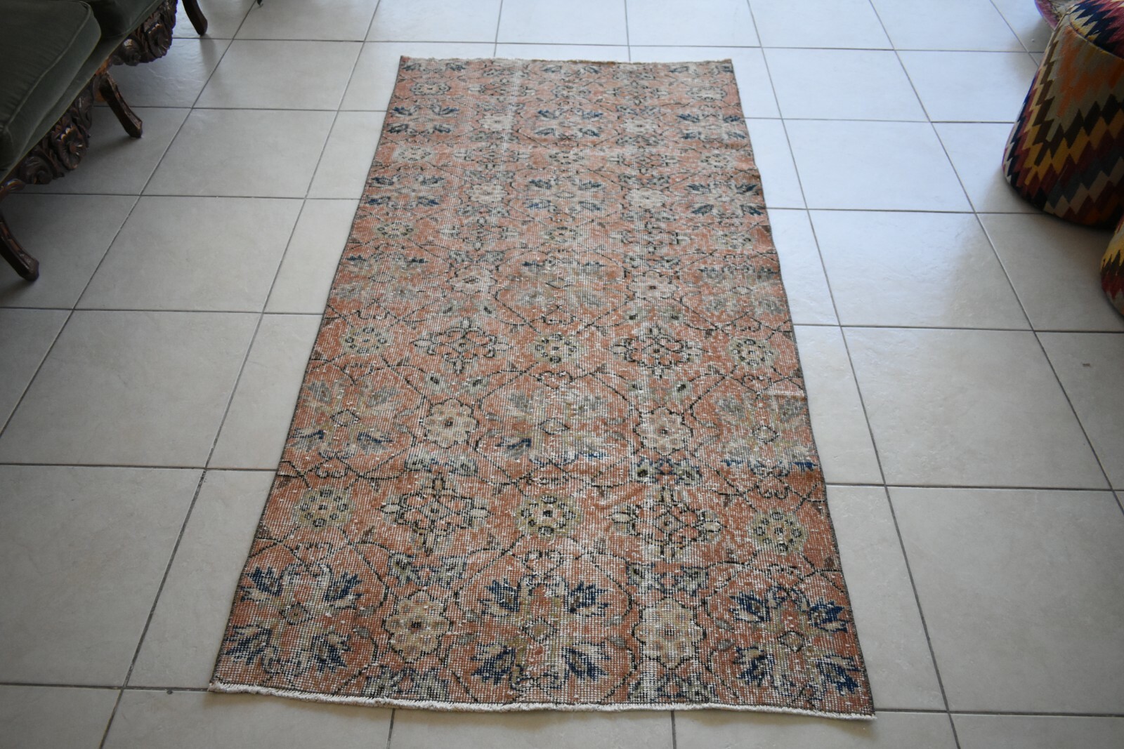 Vintage Oushak Rug 6.5×3.3 ft Turkish Floor Rug Faded Area Rug Oriental Rug U05