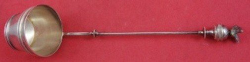 Art Silver c. 1860-1883 Coin Silver Cream Ladle 3D applied bird bucket 7 1/2″