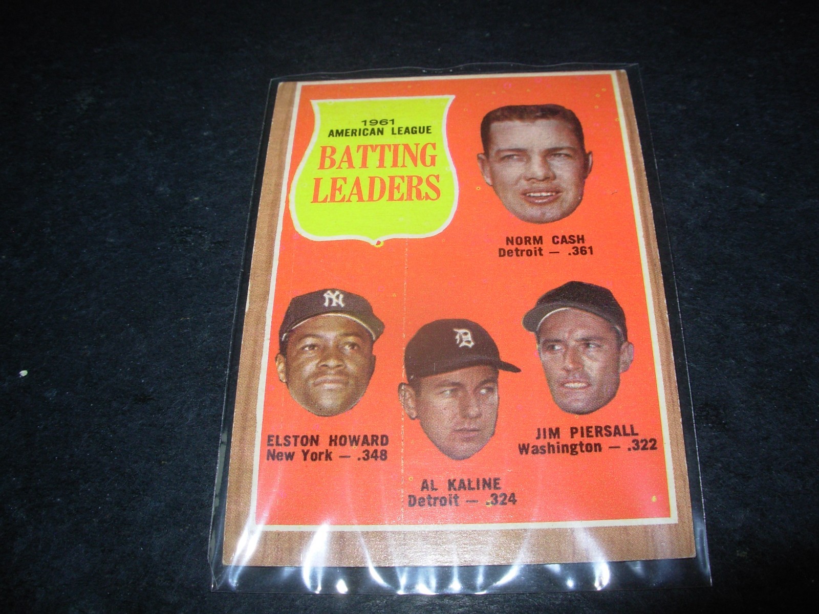 1962 Topps Baseball #51-1961 AL Batting Leaders-Cash, Howard, Kaline, Piersall