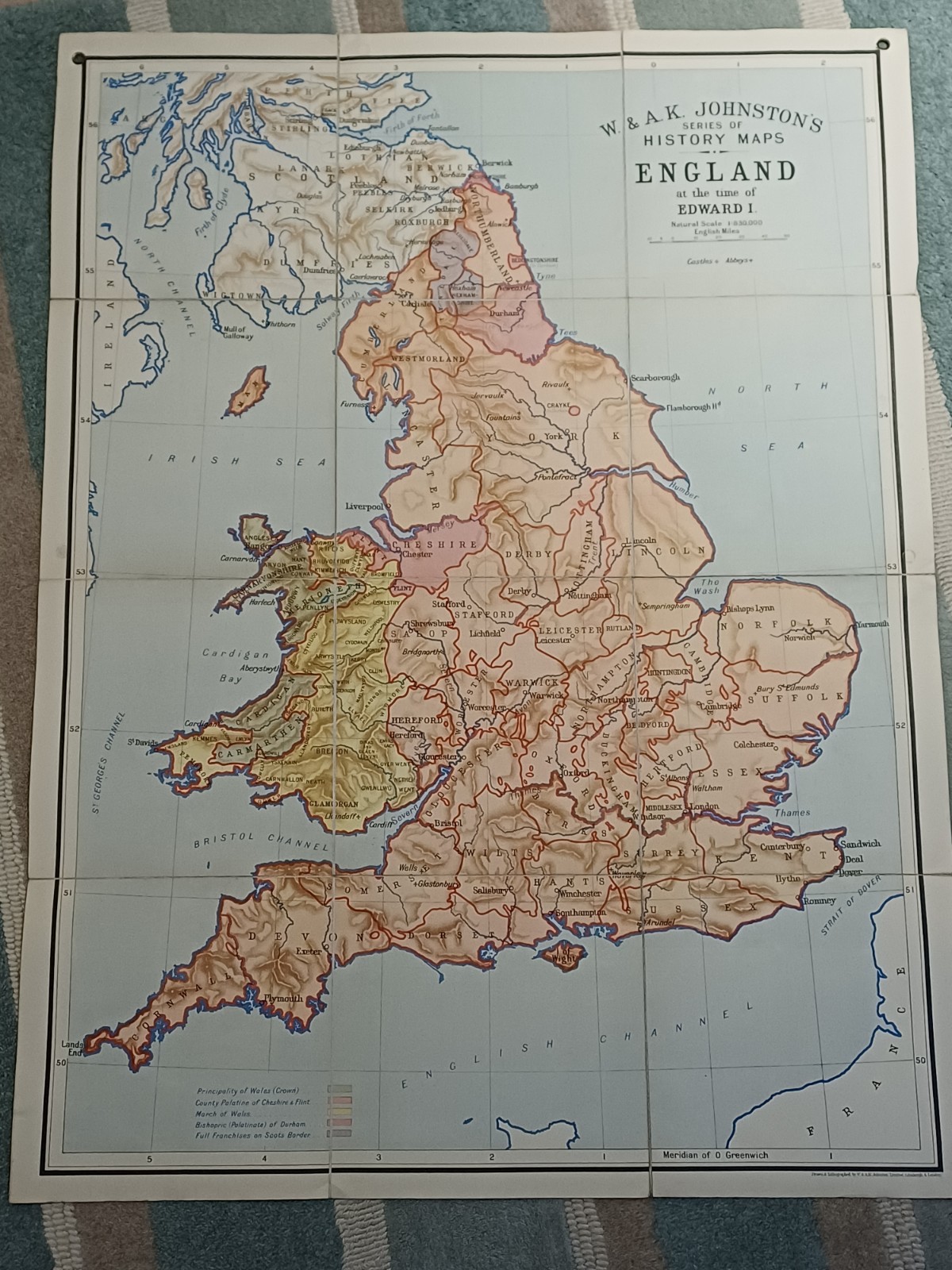 W. & A. K. Johnston’s Series of History Maps: England at the time of Edward I